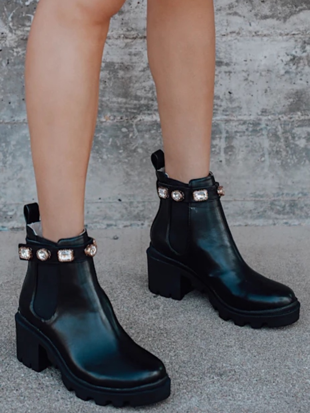 Steve Madden Black Rhinestone Ankle Boots